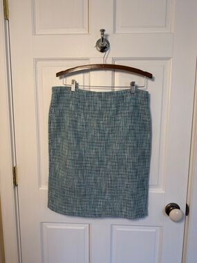 Grace Elements Tweed Pencil Skirt in Teal Blues Mix SPRING
